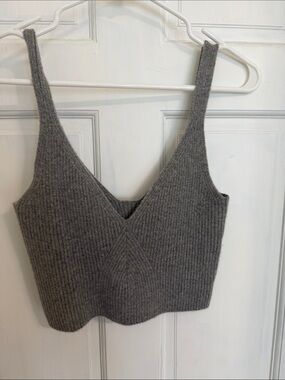 J. Crew cashmere Gray Ribbed V-Neck Knit tank